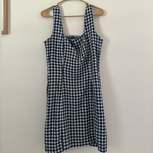 Old Navy Navy and White Checkered Sleeveless Midi Dress